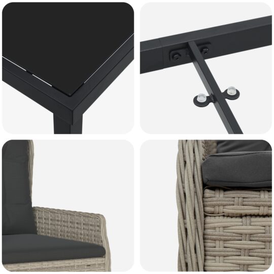 3380975 9 Set de masă pentru grădină 5 pcs Gri deschis poliratan 3380975 9