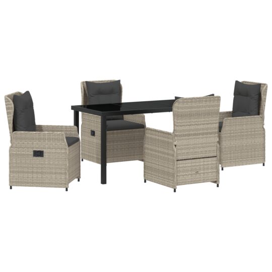 Alternative view of Set de masă pentru grădină 5 pcs Gri deschis poliratan