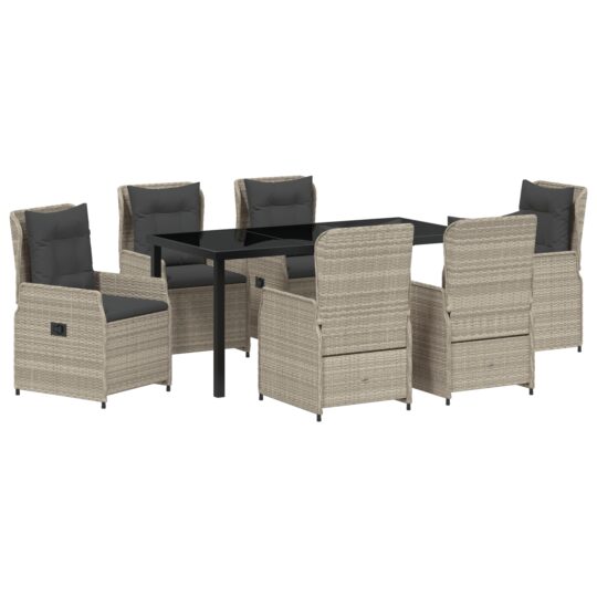 Alternative view of Set de masă pentru grădină 7 pcs Gri deschis poliratan