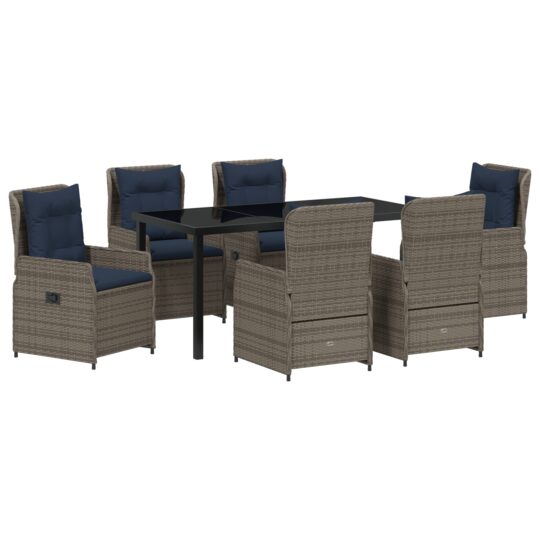 Alternative view of Set de masă pentru grădină 7 pcs Gri Rattan poli