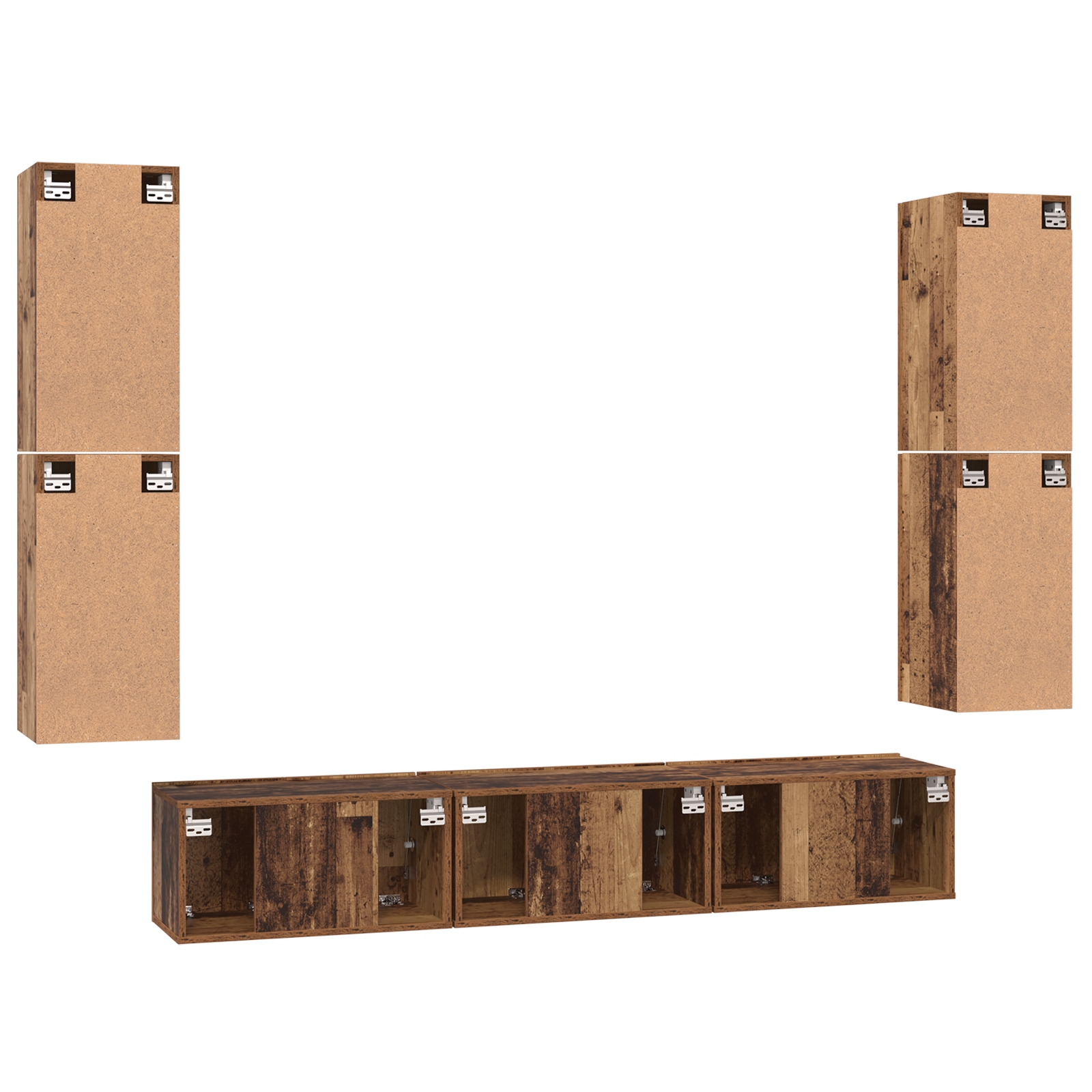 3393123 9 Set comodă TV 7 pcs Lemn vechi 60 x 30 x 30 cm Lemn compozit Set comodă TV 7 pcs Lemn vechi 60 x 30 x 30 cm Lemn compozit - imagine 9