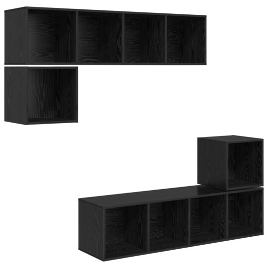 Alternative view of Set comodă TV Pe perete 4 pcs Stejar negru 37 x 37 x 142.5 cm