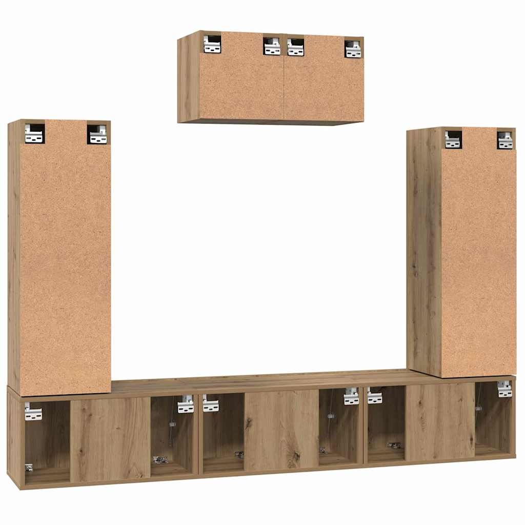 3393137 9 Set comodă TV 7 pcs stejar artizanal 180 x 30 x 120 cm Set comodă TV 7 pcs stejar artizanal 180 x 30 x 120 cm - imagine 9