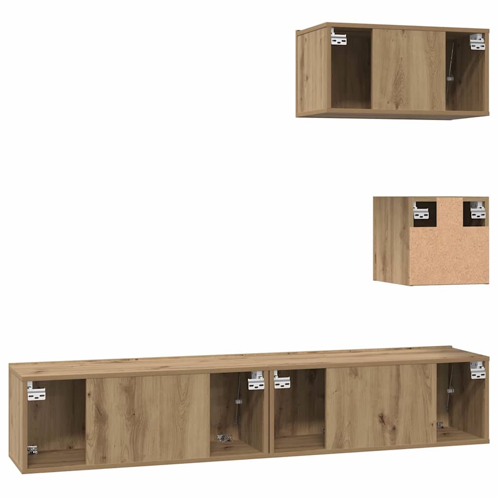 3393140 10 Set dulap TV Pe perete 4 pcs stejar artizanal 80 x 30 x 30 cm Set dulap TV Pe perete 4 pcs stejar artizanal 80 x 30 x 30 cm - imagine 10