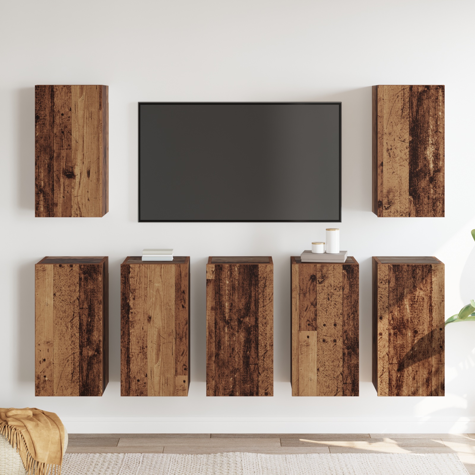 3393144 4 Set comodă TV 7 pcs Lemn vechi 30.5 x 30 x 60 cm Lemn compozit Set comodă TV 7 pcs Lemn vechi 30.5 x 30 x 60 cm Lemn compozit - imagine 4