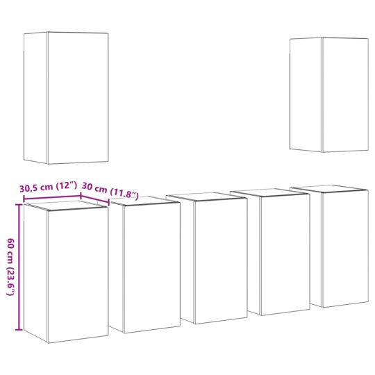 3393144 9 Set comodă TV 7 pcs Lemn vechi 30.5 x 30 x 60 cm Lemn compozit 3393144 9