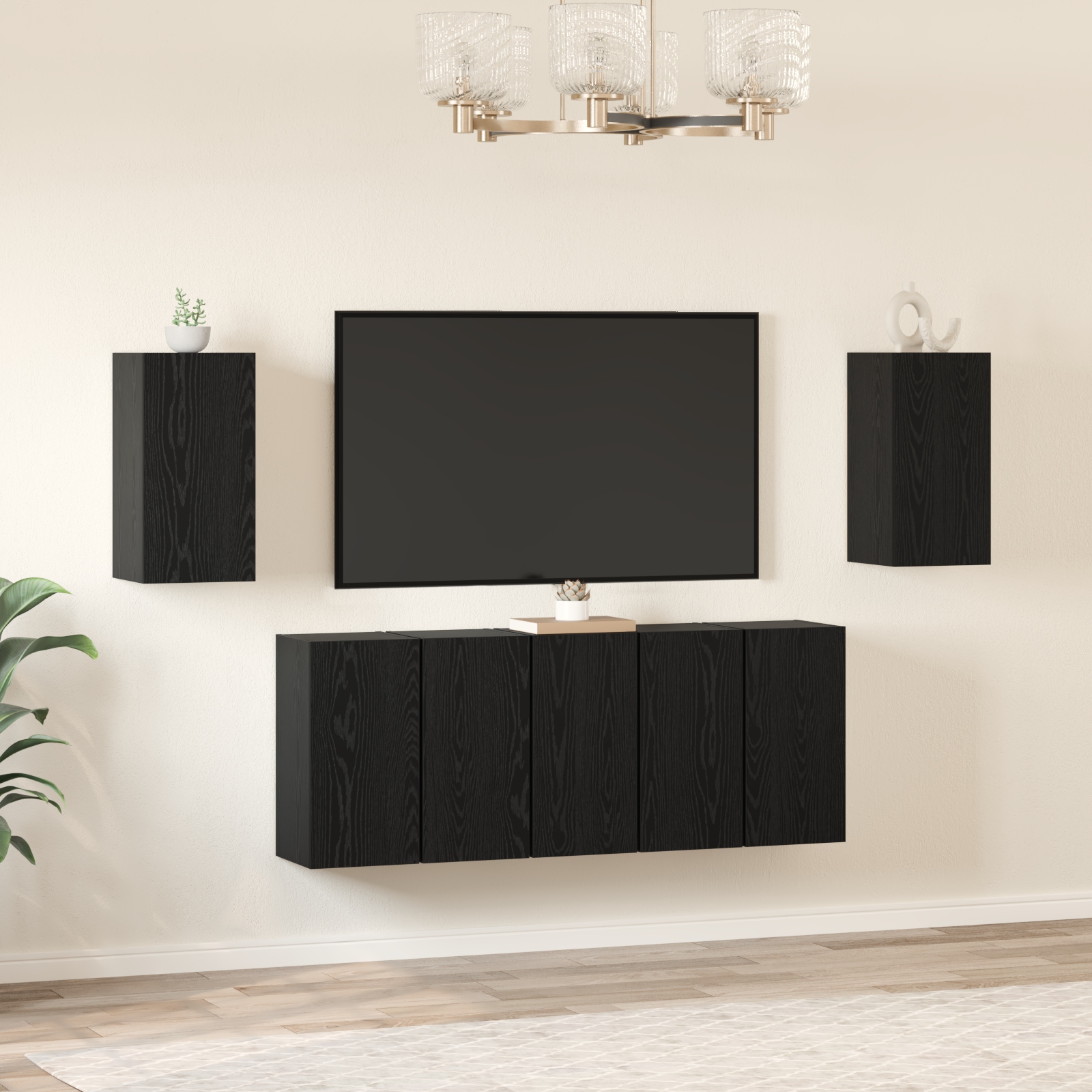 3393145 1 Set comodă TV Pe perete 7 pcs Stejar negru 30.5 x 30 x 60 cm Set comodă TV Pe perete 7 pcs Stejar negru 30.5 x 30 x 60 cm