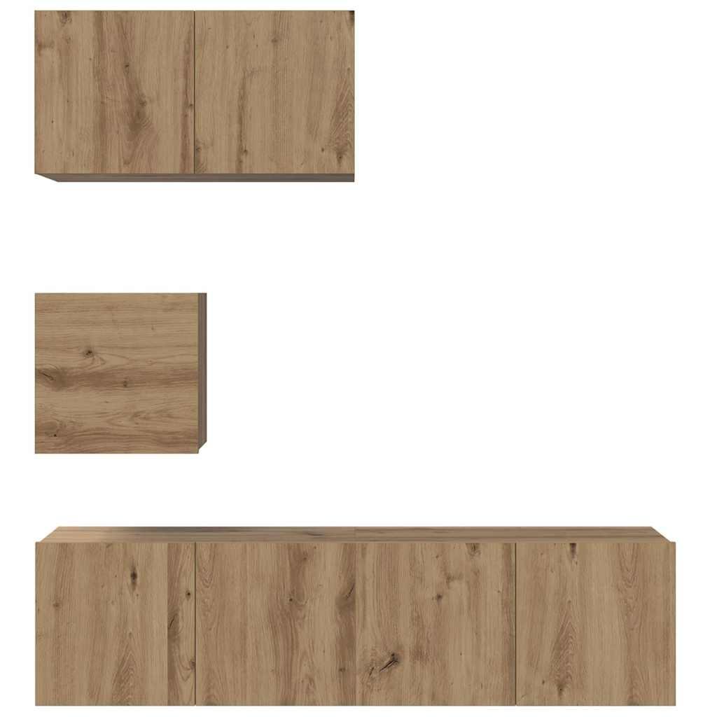3393149 7 Set comodă TV Pe perete 4 pcs stejar artizanal 60 x 30 x 30 cm Set comodă TV Pe perete 4 pcs stejar artizanal 60 x 30 x 30 cm - imagine 7