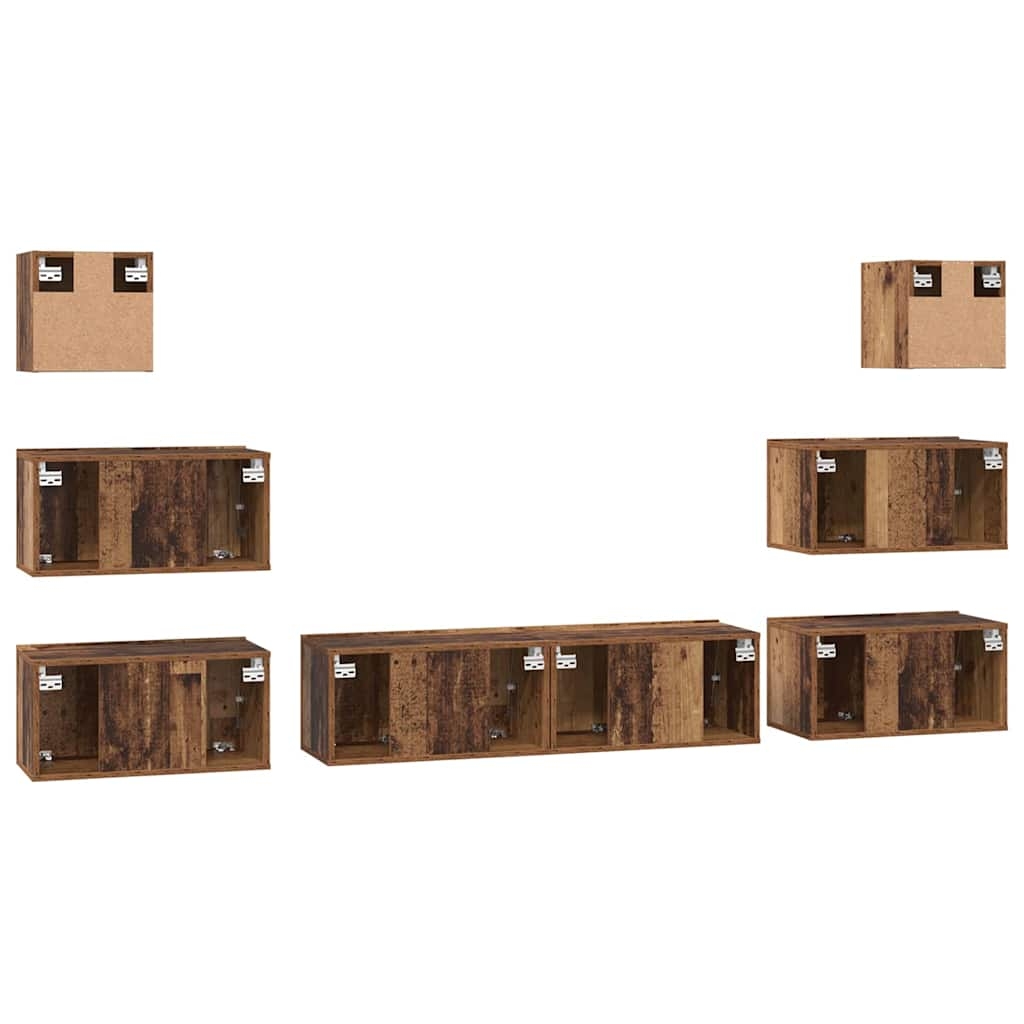 3393153 9 Set comodă TV 8 pcs Lemn vechi 60 x 30 x 30 cm Lemn compozit Set comodă TV 8 pcs Lemn vechi 60 x 30 x 30 cm Lemn compozit - imagine 9