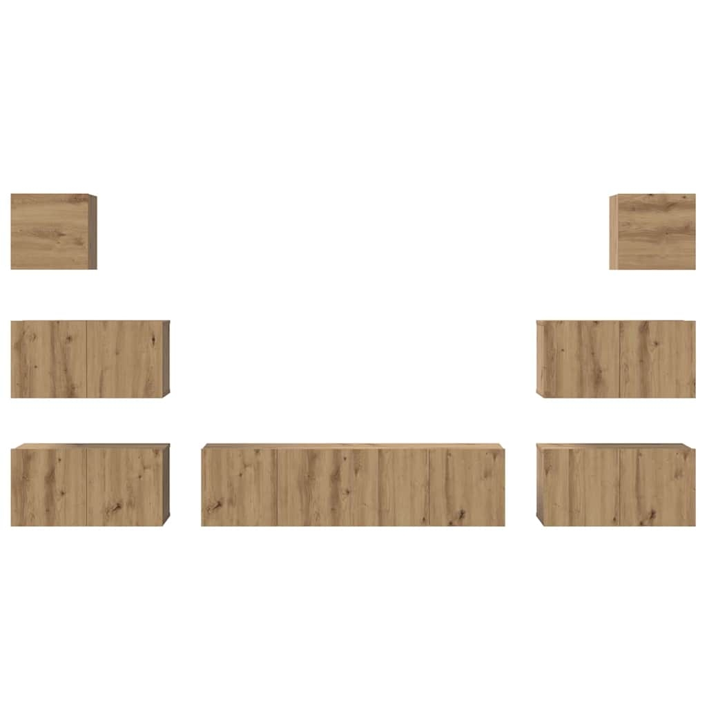3393155 7 Set comodă TV Pe perete 8 pcs stejar artizanal 60 x 30 x 30 cm Set comodă TV Pe perete 8 pcs stejar artizanal 60 x 30 x 30 cm - imagine 7