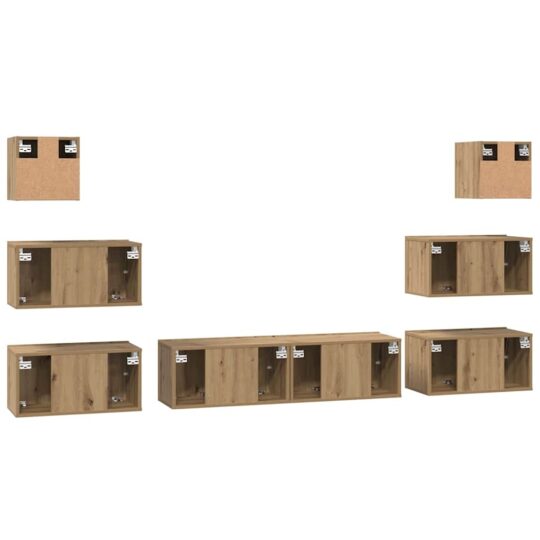 3393155 9 Set comodă TV Pe perete 8 pcs stejar artizanal 60 x 30 x 30 cm 3393155 9