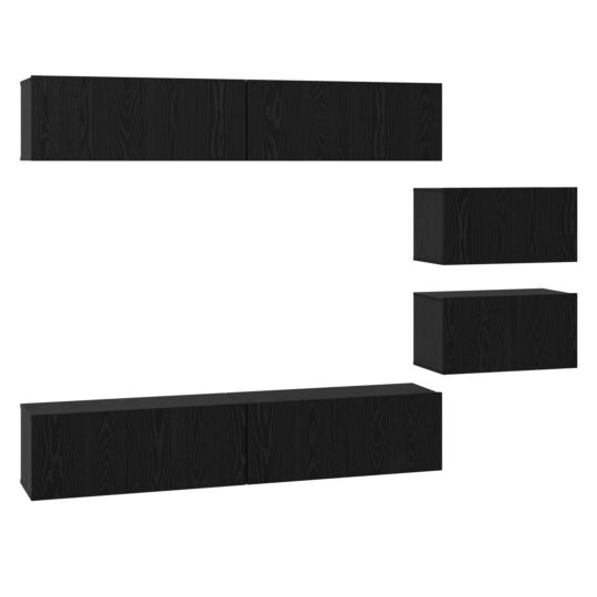 Alternative view of Set comodă TV 6 pcs Stejar Negru 80 x 30 x 30.5 cm mic