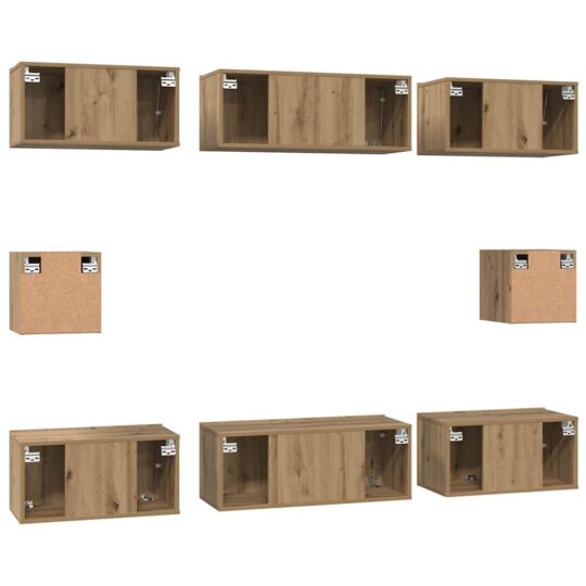3393167 10 Set dulap TV Pe perete 8 pcs stejar artizanal Lemn compozit 3393167 10