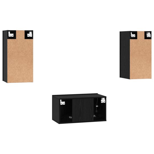3393169 10 Set comodă TV 3 pcs Stejar negru 60 x 30 x 30 cm Lemn compozit 3393169 10