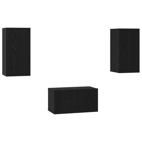 Alternative view of Set comodă TV 3 pcs Stejar negru 60 x 30 x 30 cm Lemn compozit