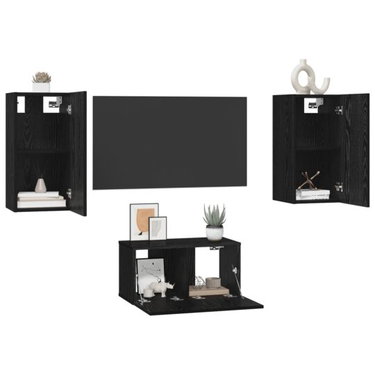 3393169 3 Set comodă TV 3 pcs Stejar negru 60 x 30 x 30 cm Lemn compozit 3393169 3