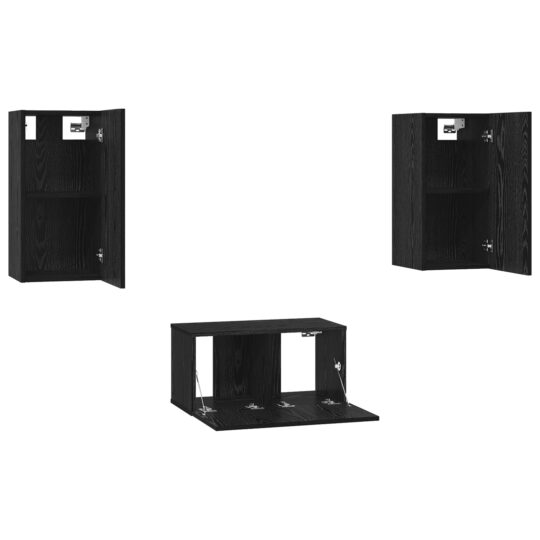 3393169 7 Set comodă TV 3 pcs Stejar negru 60 x 30 x 30 cm Lemn compozit 3393169 7