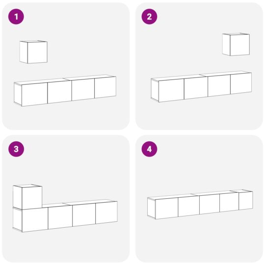 3393178 12 Set dulapuri pentru televizor Pe perete 4 pcs Stejar negru 3393178 12