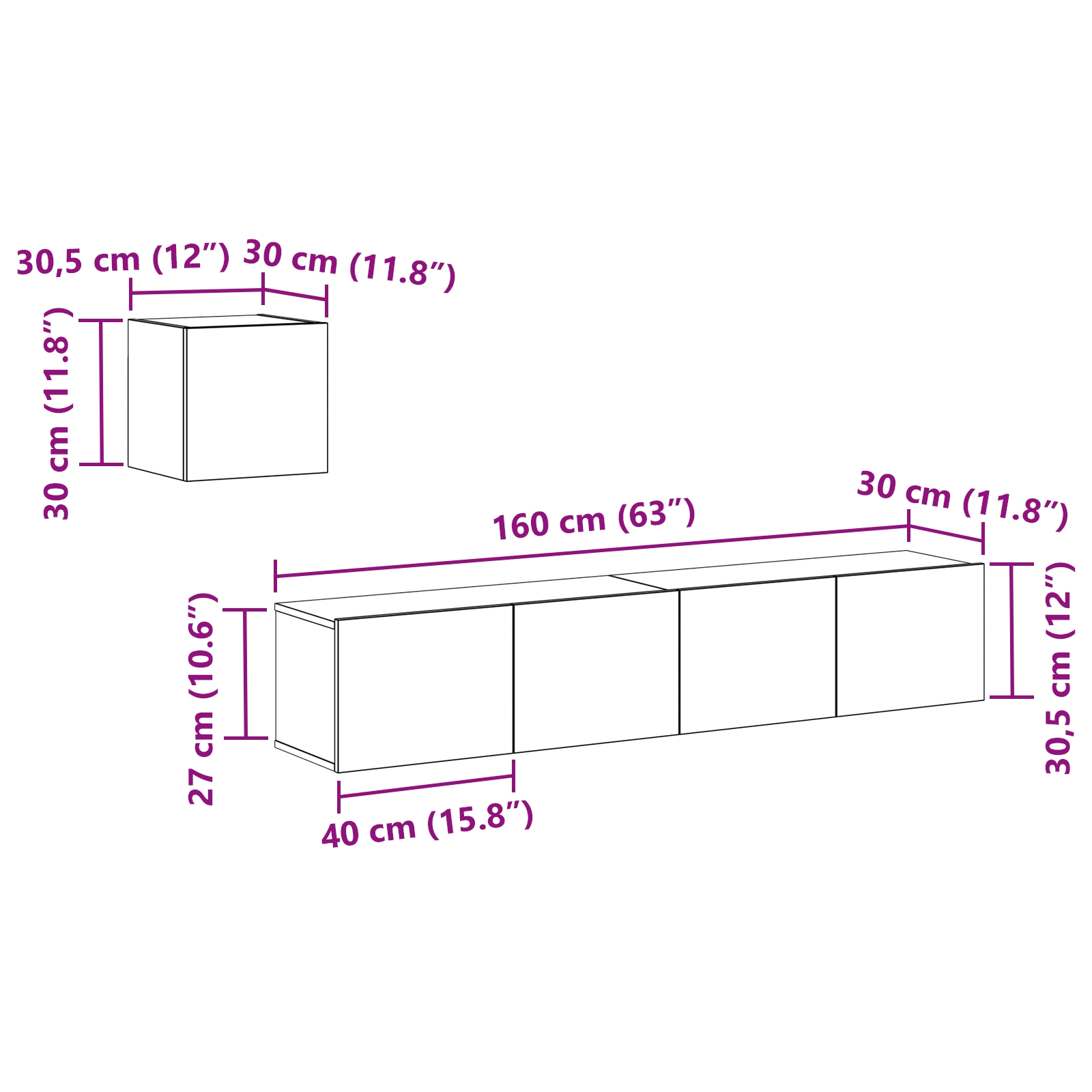 3393178 13 Set dulapuri pentru televizor Pe perete 4 pcs Stejar negru Set dulapuri pentru televizor Pe perete 4 pcs Stejar negru - imagine 13