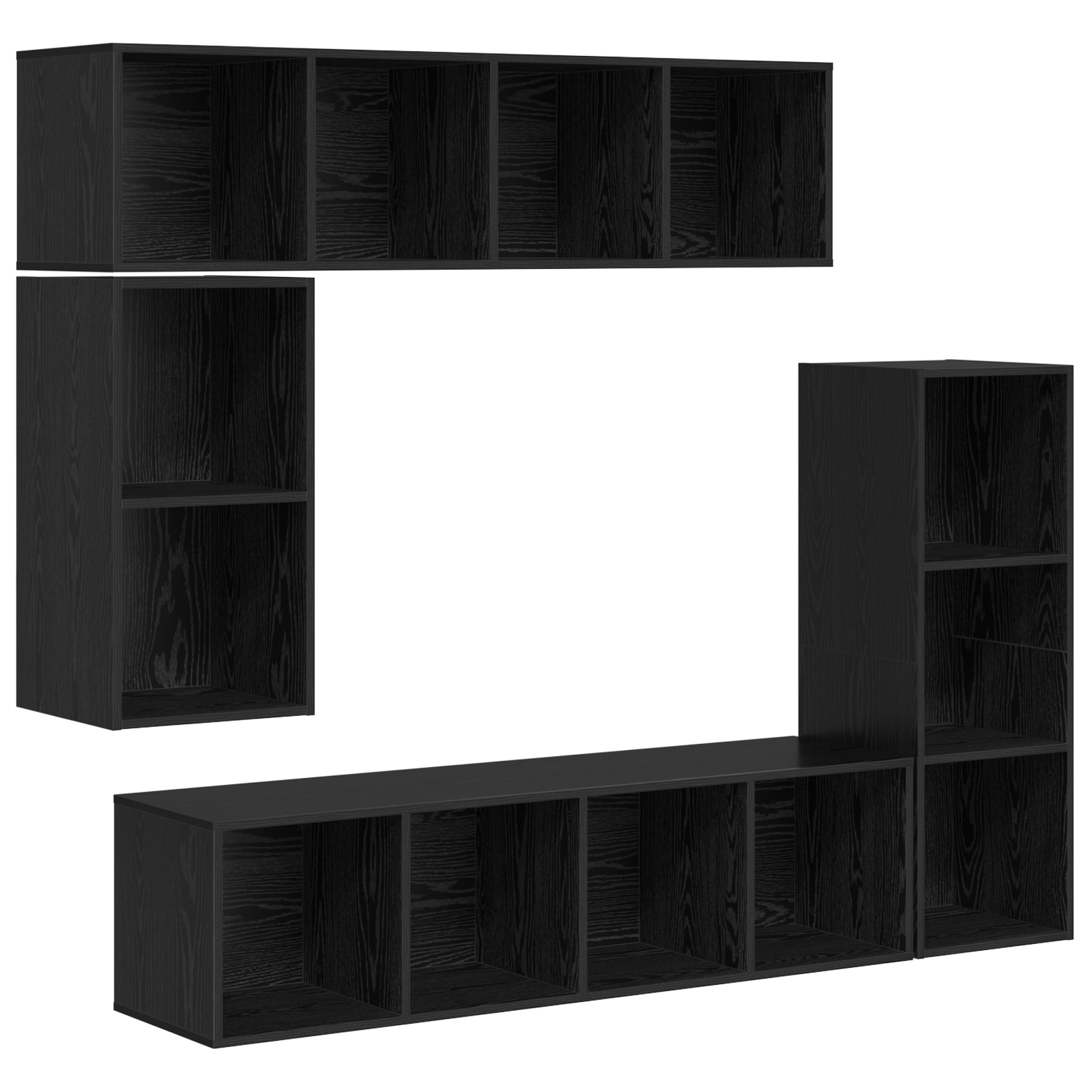 3393223 2 Set comodă TV Pe perete 4 pcs Stejar negru 37 x 37 x 142.5 cm Set comodă TV Pe perete 4 pcs Stejar negru 37 x 37 x 142.5 cm - imagine 2