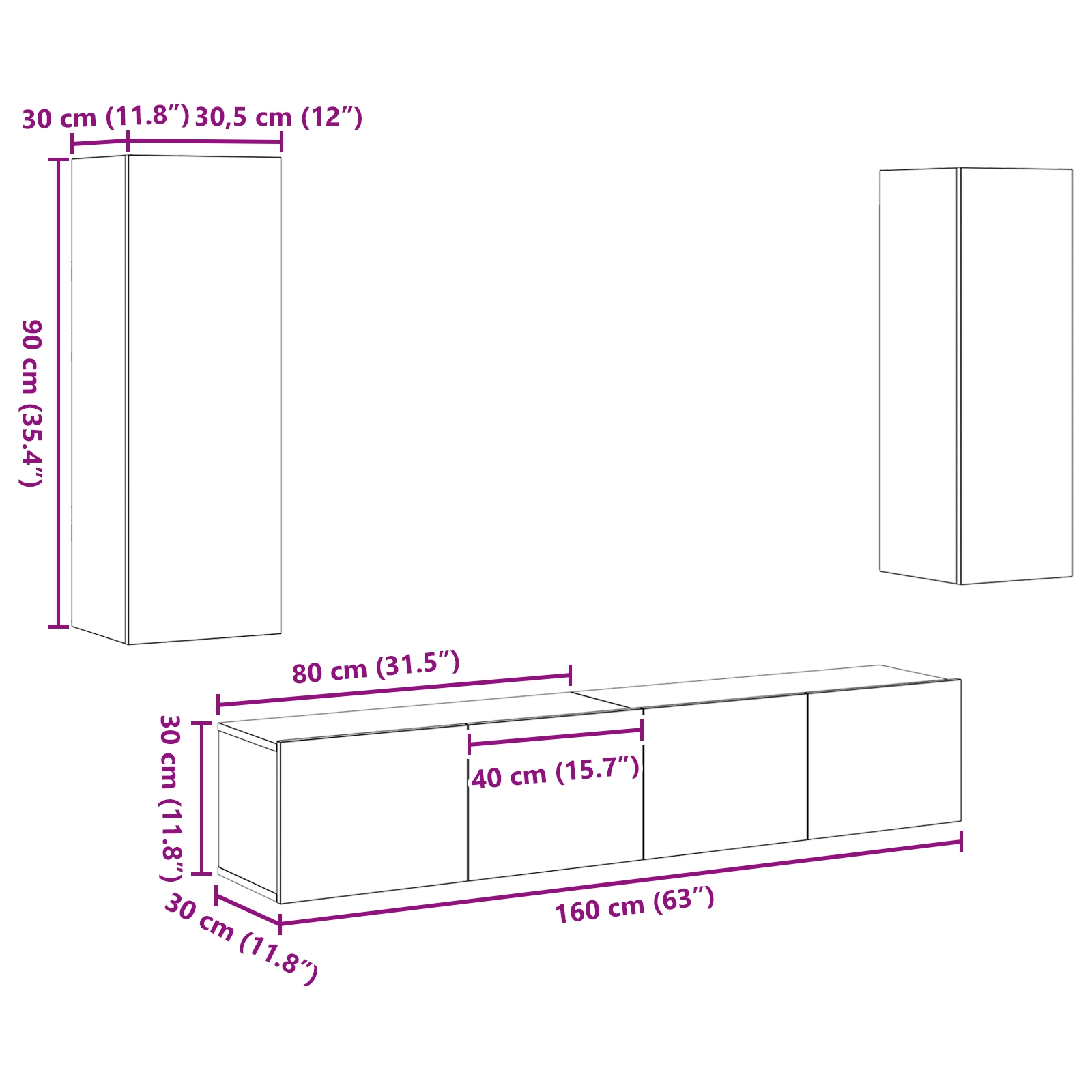 3393225 11 Set de 4 Piese Cabinet TV Lemn Vechi Lemn Prelucrat Set de 4 Piese Cabinet TV Lemn Vechi Lemn Prelucrat - imagine 11
