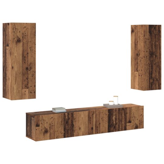 3393225 3 Set de 4 Piese Cabinet TV Lemn Vechi Lemn Prelucrat 3393225 3