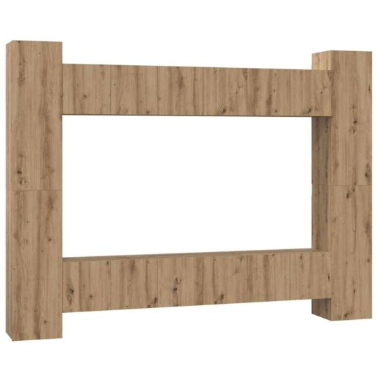 Alternative view of Set comodă TV 10 pcs stejar artizanal 30.5 x 30 x 90 cm