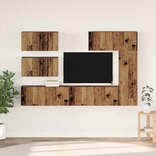 Set comodă TV 6 pcs Lemn vechi 30.5 x 30 x 90 cm Lemn compozit