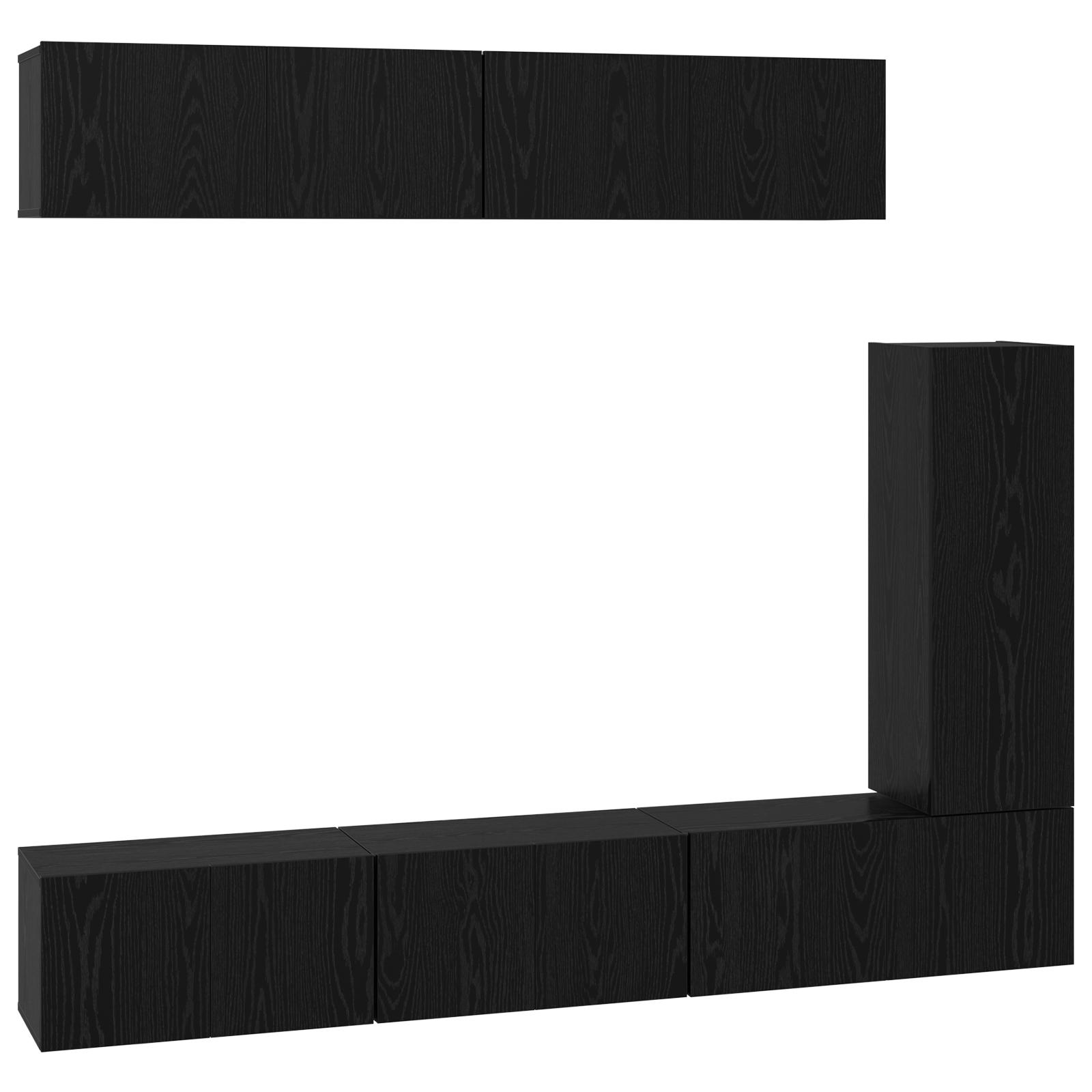 3393265 2 Set comodă TV Pe perete 6 pcs Stejar negru 30.5 x 30 x 90 cm Set comodă TV Pe perete 6 pcs Stejar negru 30.5 x 30 x 90 cm - imagine 2