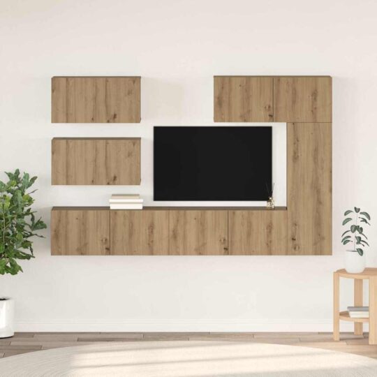Set comodă TV 6 pcs stejar artizanal 30.5 x 30 x 90 cm