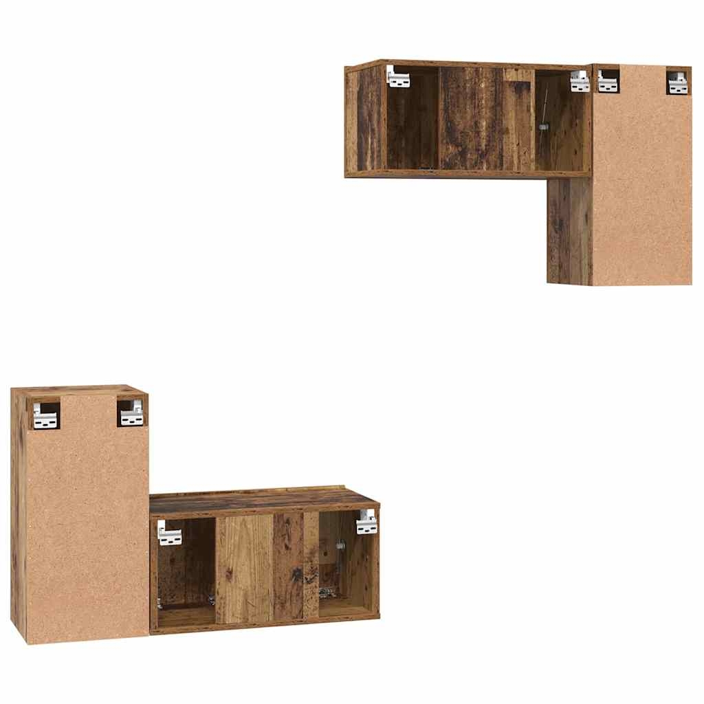 3393267 9 Set comodă TV 4 pcs Lemn vechi 60 x 30 x 30 cm Lemn compozit Set comodă TV 4 pcs Lemn vechi 60 x 30 x 30 cm Lemn compozit - imagine 9