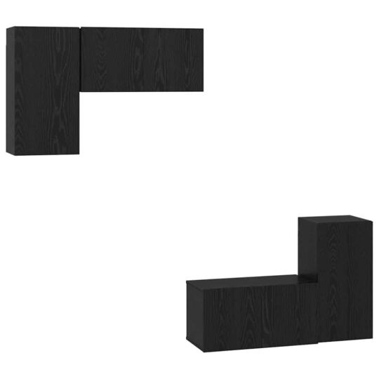 Alternative view of Set comodă TV 4 pcs Stejar negru 60 x 30 x 30 cm Lemn compozit