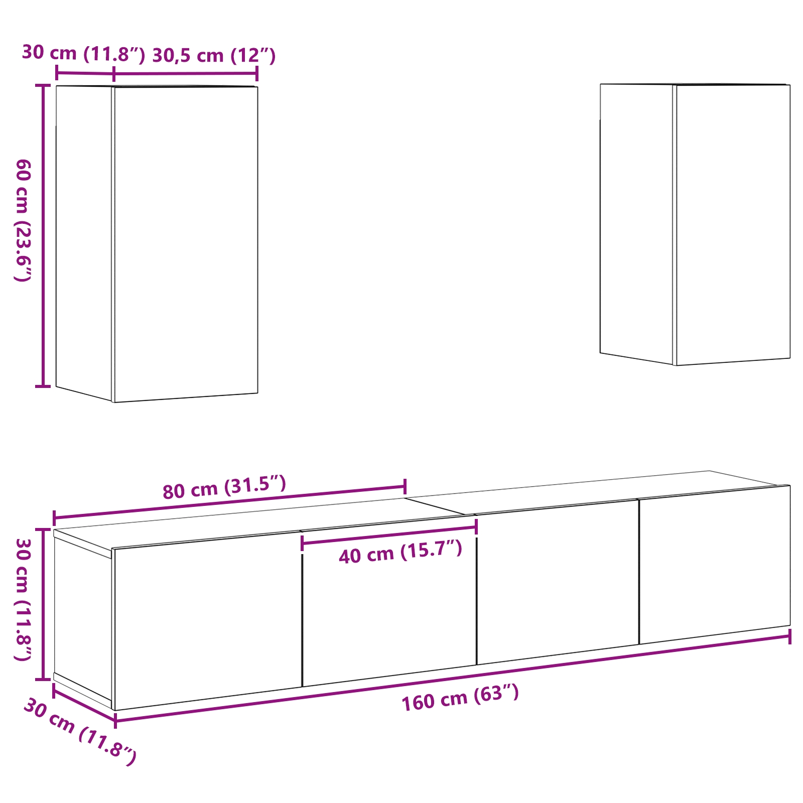 3393272 11 Set comodă TV 4 pcs stejar artizanal Mediu Lemn compozit Set comodă TV 4 pcs stejar artizanal Mediu Lemn compozit - imagine 11
