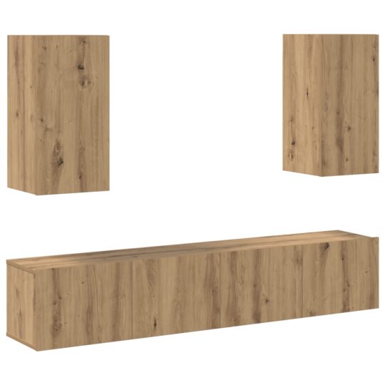 3393272 2 Set comodă TV 4 pcs stejar artizanal Mediu Lemn compozit 3393272 2