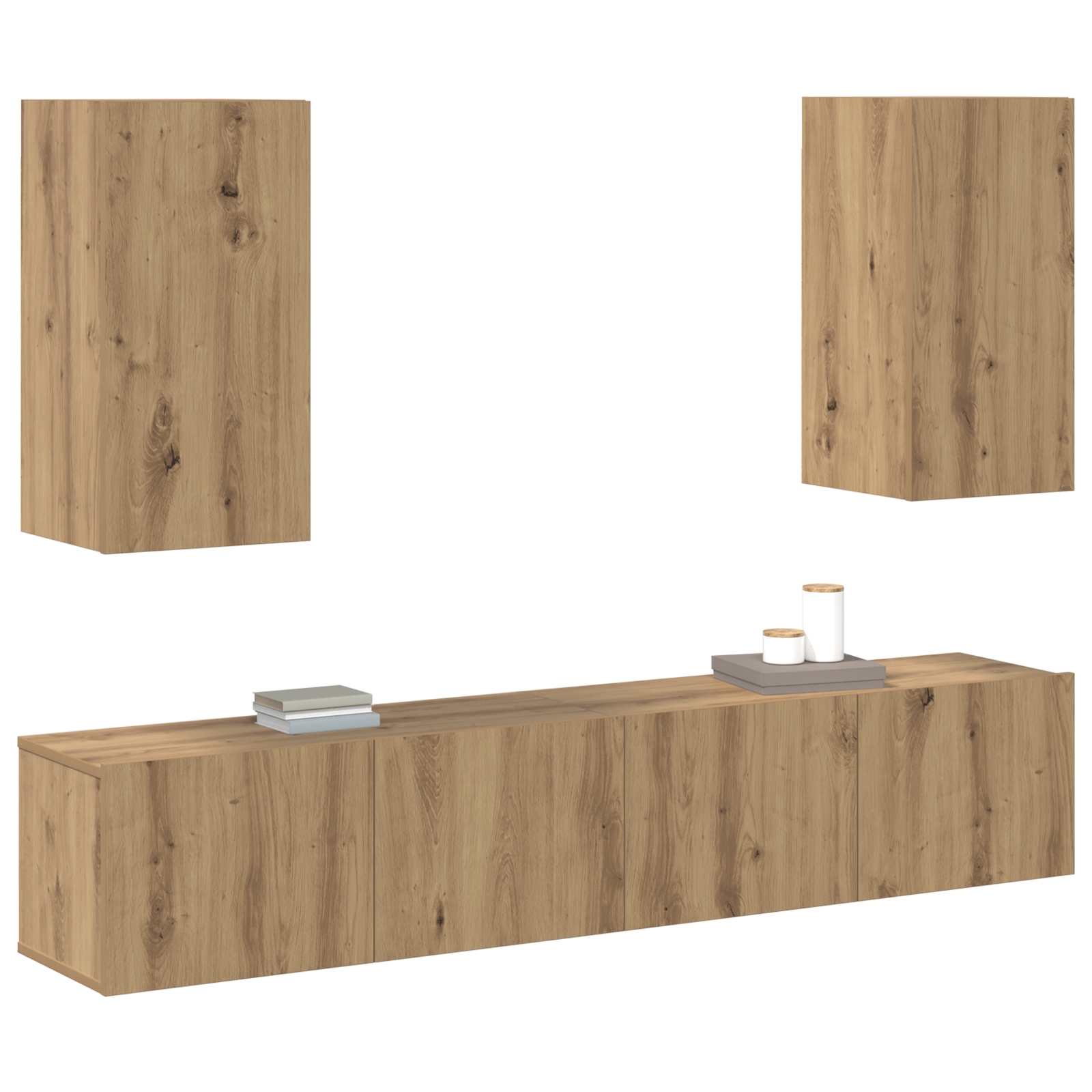 3393272 3 Set comodă TV 4 pcs stejar artizanal Mediu Lemn compozit Set comodă TV 4 pcs stejar artizanal Mediu Lemn compozit - imagine 3