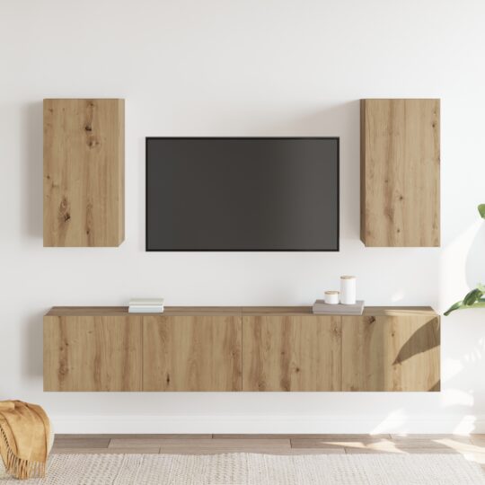 3393272 4 Set comodă TV 4 pcs stejar artizanal Mediu Lemn compozit 3393272 4