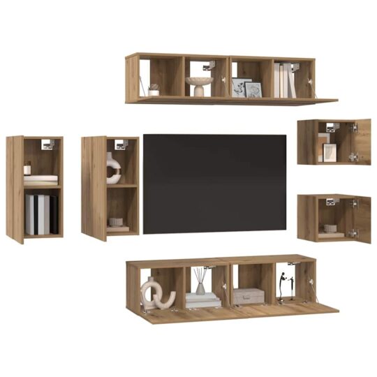 3393281 3 Set comodă TV 8 pcs stejar artizanal 30.5 x 30 x 60 cm 3393281 3