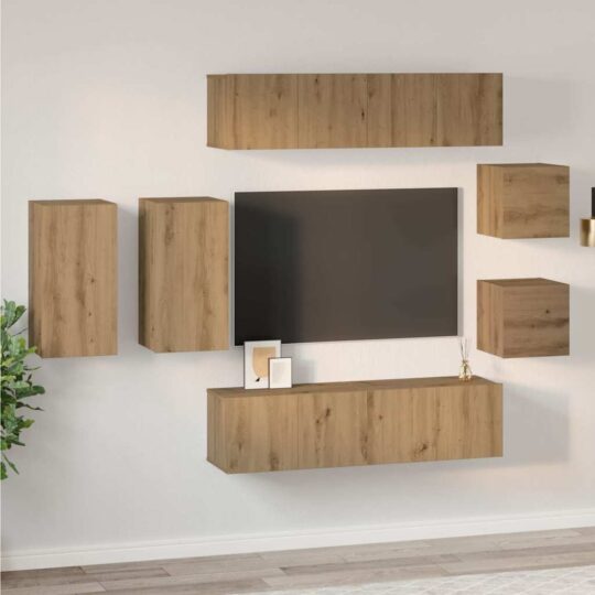 3393281 4 Set comodă TV 8 pcs stejar artizanal 30.5 x 30 x 60 cm 3393281 4