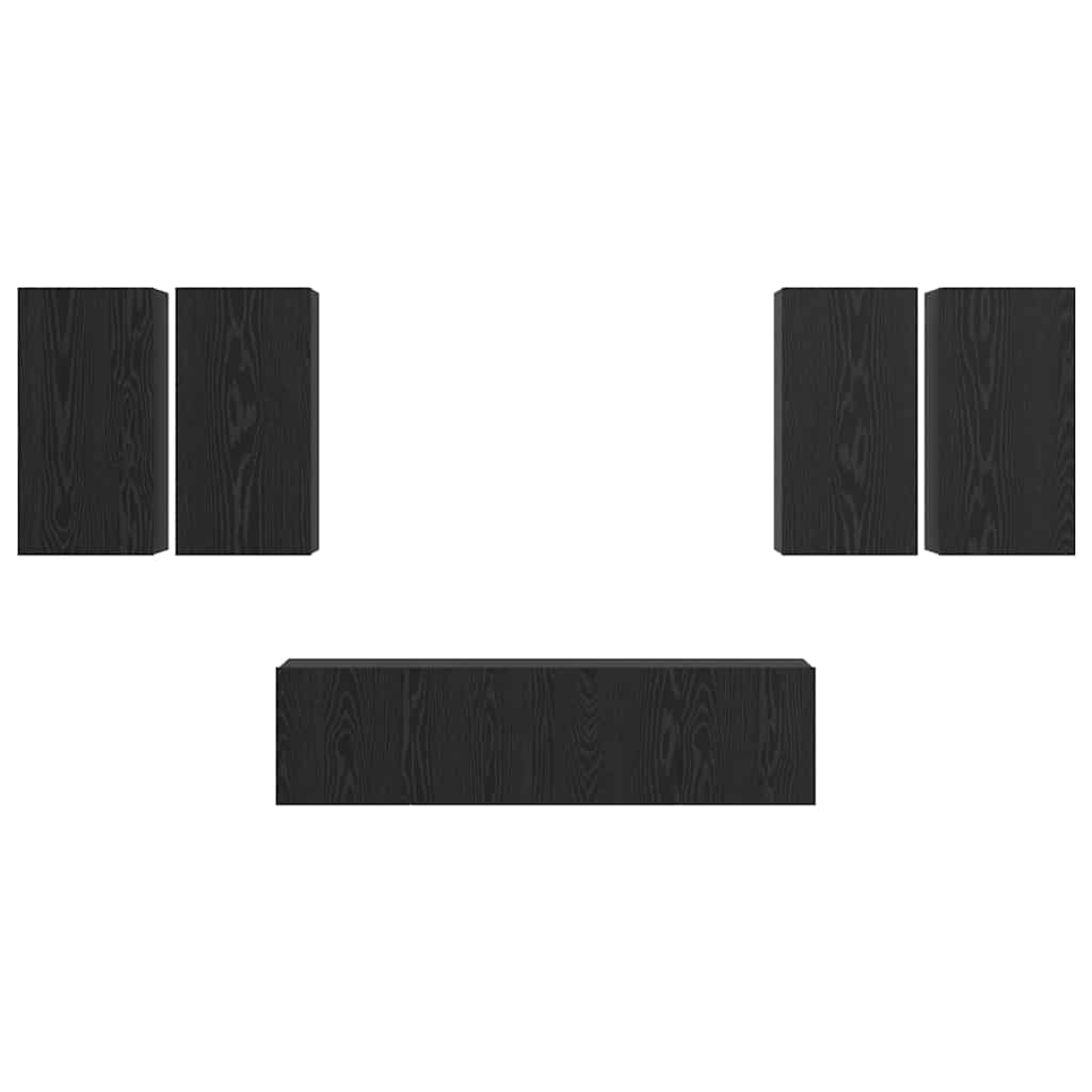 3393304 7 Set comodă TV 6 pcs Stejar negru 60 x 30 x 30 cm Lemn compozit Set comodă TV 6 pcs Stejar negru 60 x 30 x 30 cm Lemn compozit - imagine 7