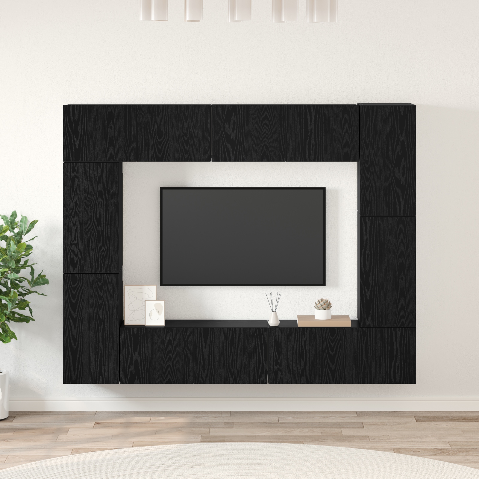3393310 1 Set comodă TV 8 pcs Stejar negru 80 x 30 x 30 cm Lemn compozit Set comodă TV 8 pcs Stejar negru 80 x 30 x 30 cm Lemn compozit