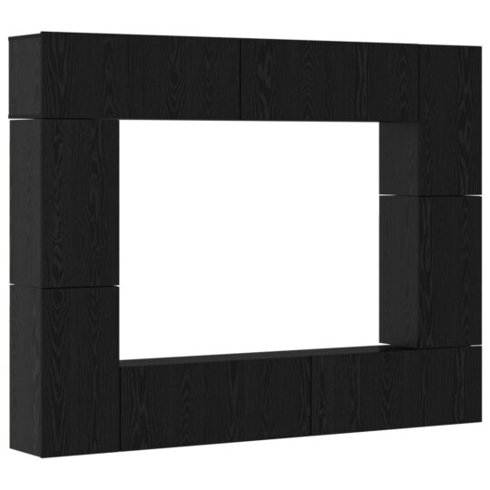 3393310 2 Set comodă TV 8 pcs Stejar negru 80 x 30 x 30 cm Lemn compozit 3393310 2