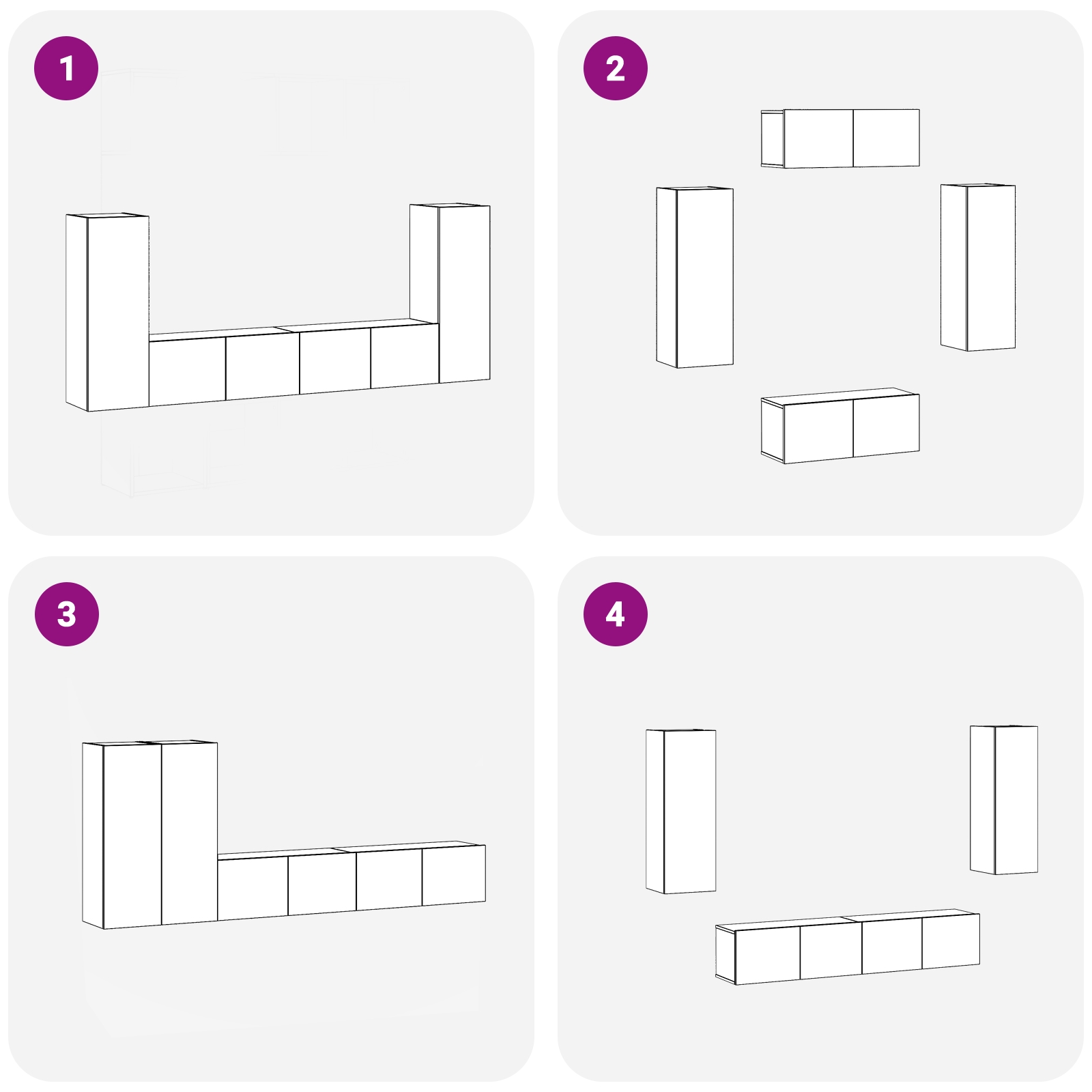 3393313 13 Set de 4 Piese pentru Cabinet TV - Montat pe Perete, Stejar Negru, Lemn Stratificat Set de 4 Piese pentru Cabinet TV - Montat pe Perete, Stejar Negru, Lemn Stratificat - imagine 13