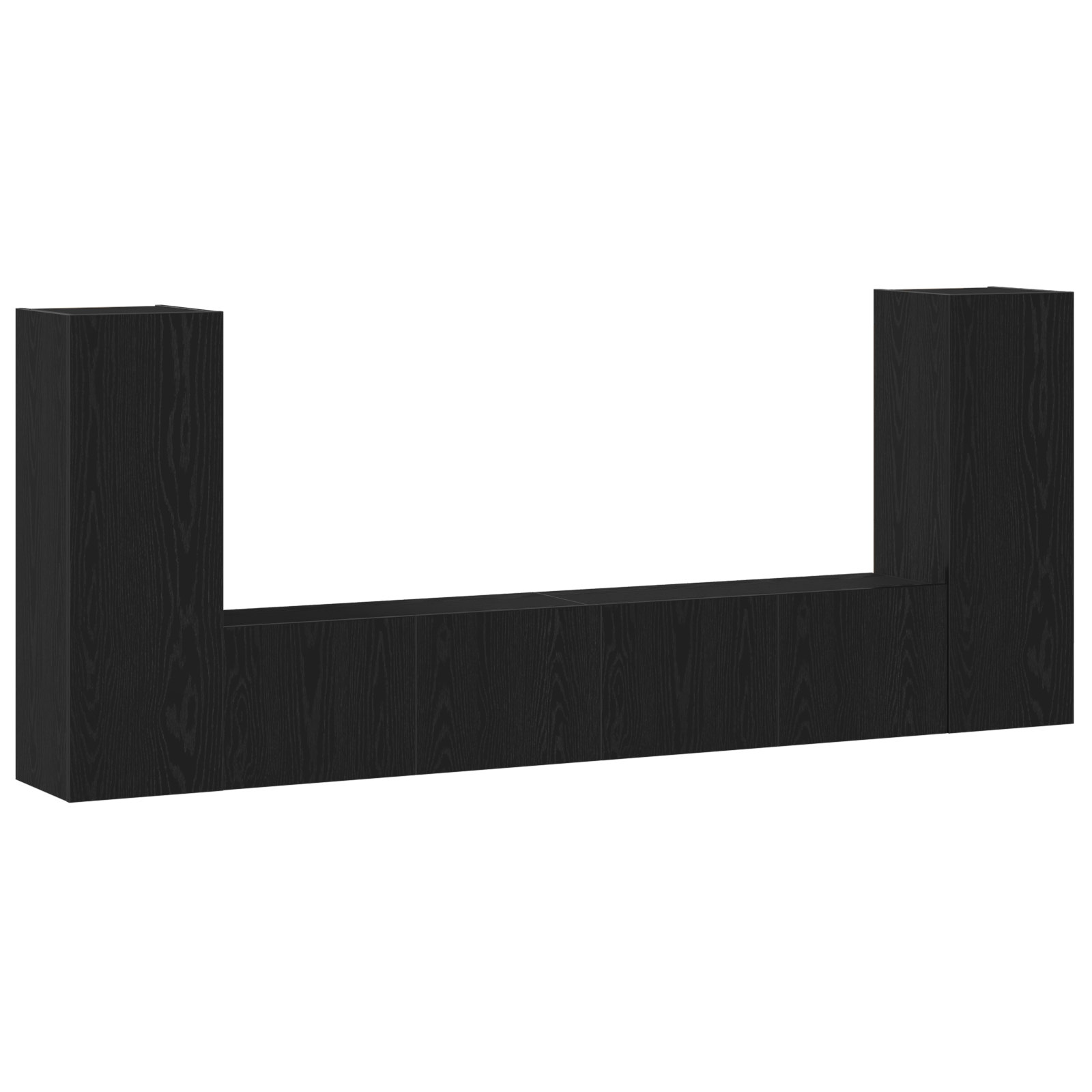 3393313 2 Set de 4 Piese pentru Cabinet TV - Montat pe Perete, Stejar Negru, Lemn Stratificat Set de 4 Piese pentru Cabinet TV - Montat pe Perete, Stejar Negru, Lemn Stratificat - imagine 2