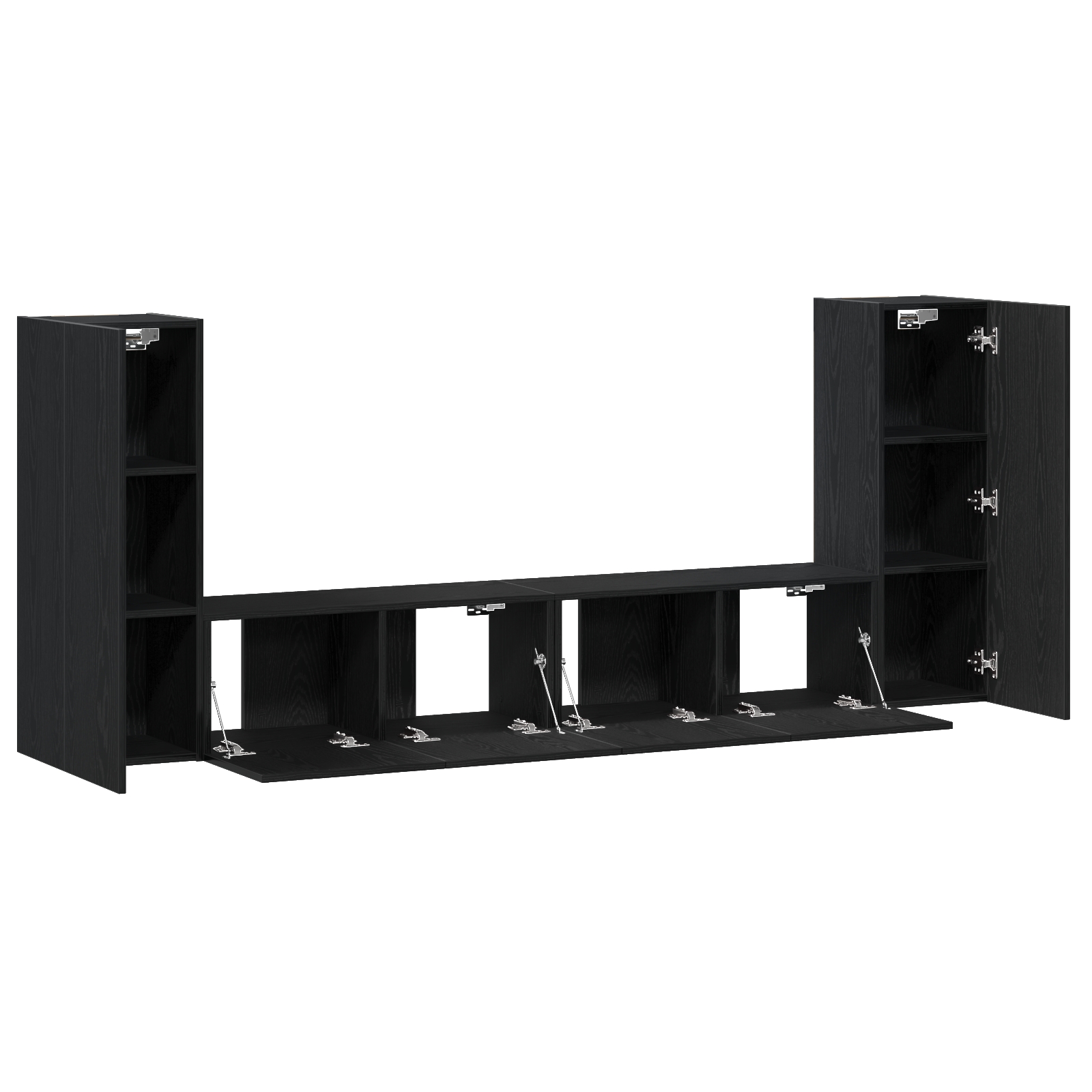 3393313 5 Set de 4 Piese pentru Cabinet TV - Montat pe Perete, Stejar Negru, Lemn Stratificat Set de 4 Piese pentru Cabinet TV - Montat pe Perete, Stejar Negru, Lemn Stratificat - imagine 5
