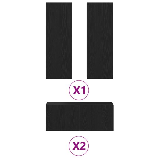 3393313 6 Set de 4 Piese pentru Cabinet TV - Montat pe Perete, Stejar Negru, Lemn Stratificat 3393313 6