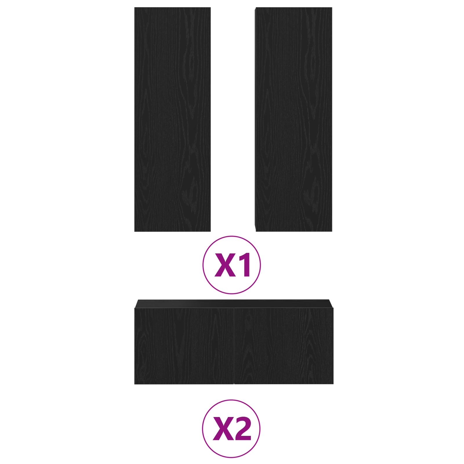 3393313 6 Set de 4 Piese pentru Cabinet TV - Montat pe Perete, Stejar Negru, Lemn Stratificat Set de 4 Piese pentru Cabinet TV - Montat pe Perete, Stejar Negru, Lemn Stratificat - imagine 6