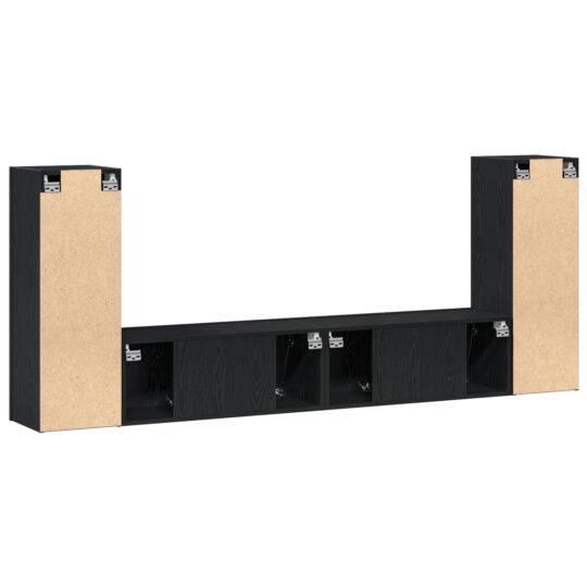 3393313 8 Set de 4 Piese pentru Cabinet TV - Montat pe Perete, Stejar Negru, Lemn Stratificat 3393313 8