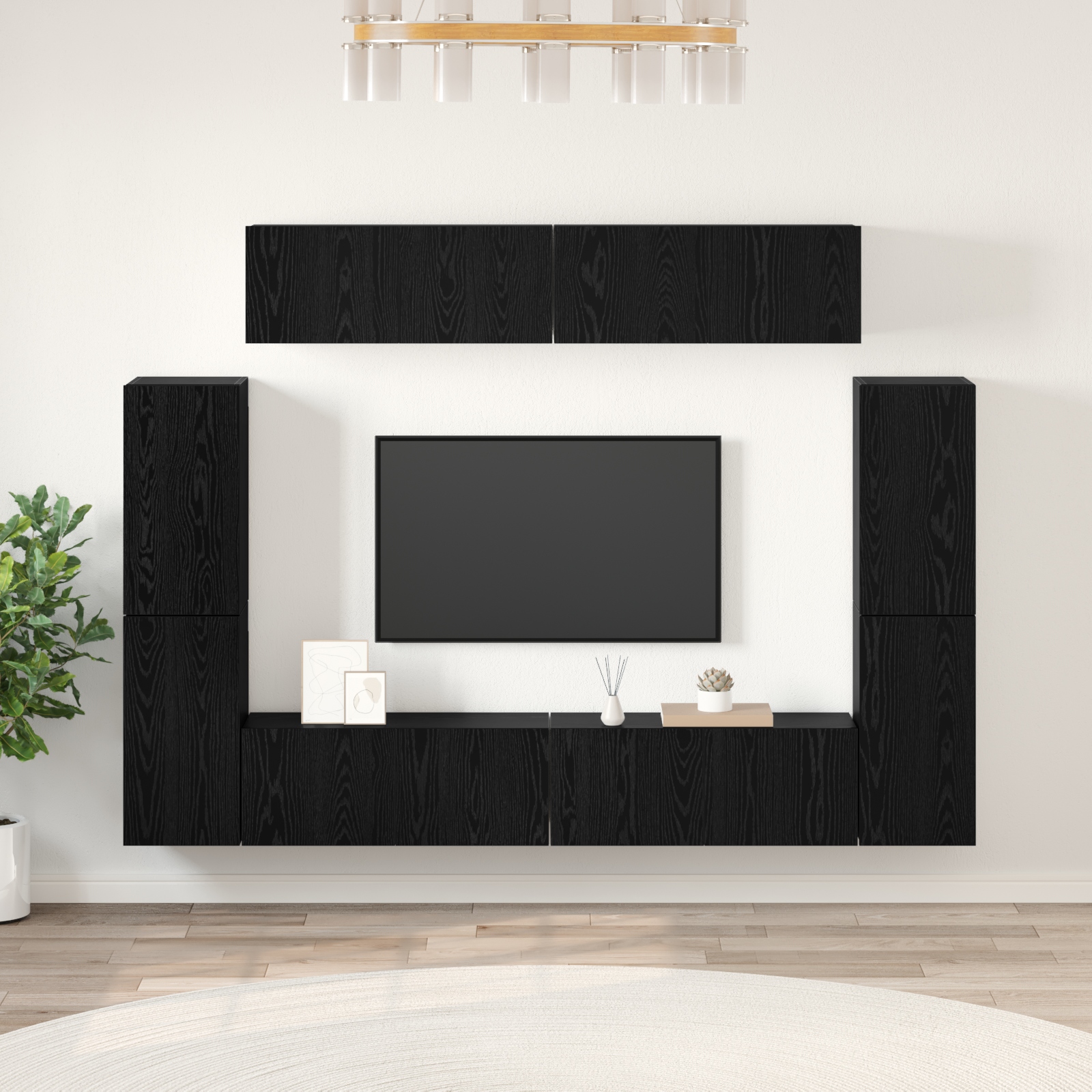 3393325 1 Set comodă TV Pe perete 8 pcs Stejar negru 80 x 30 x 30.5 cm Set comodă TV Pe perete 8 pcs Stejar negru 80 x 30 x 30.5 cm