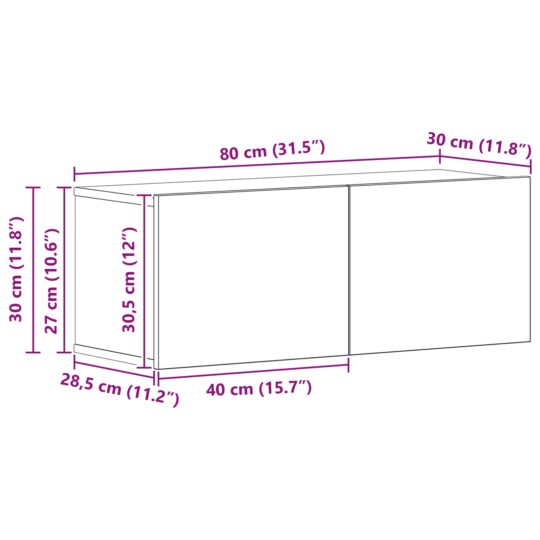 3393325 12 Set comodă TV Pe perete 8 pcs Stejar negru 80 x 30 x 30.5 cm 3393325 12