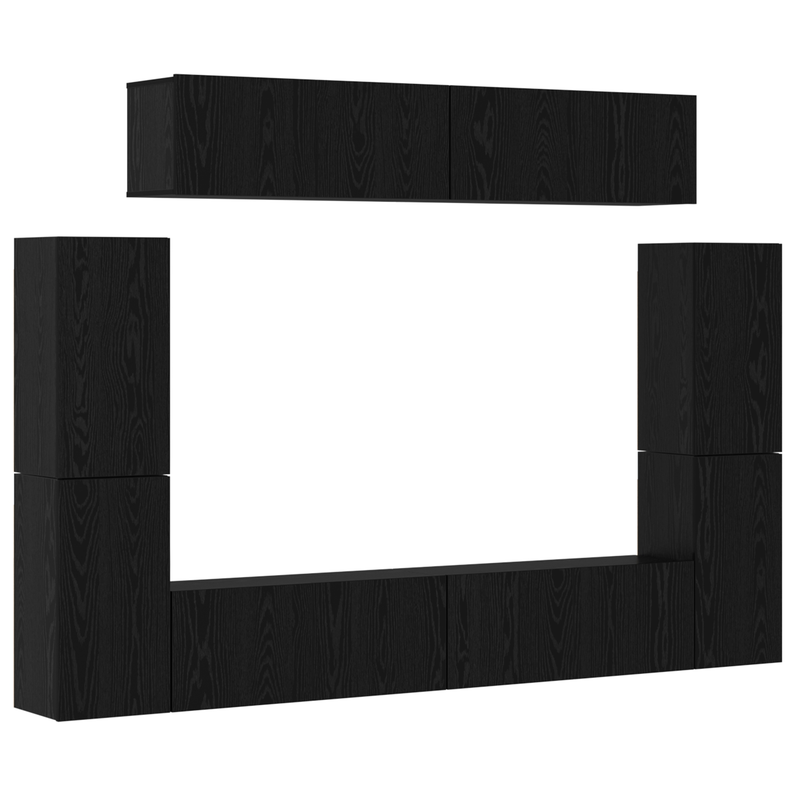3393325 2 Set comodă TV Pe perete 8 pcs Stejar negru 80 x 30 x 30.5 cm Set comodă TV Pe perete 8 pcs Stejar negru 80 x 30 x 30.5 cm - imagine 2